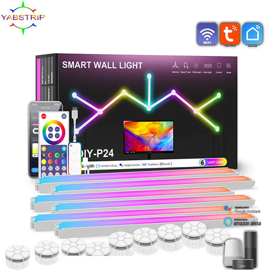 TuYa WIFI LED Smart Wall Lamp 5V USB Bar DIY Atmosphere LED Night Light Music Rhythm For TV Backlight Bedroom Game Decoration